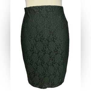 ANN TAYLOR Olive Green Lace Pencil Skirt, Size 10